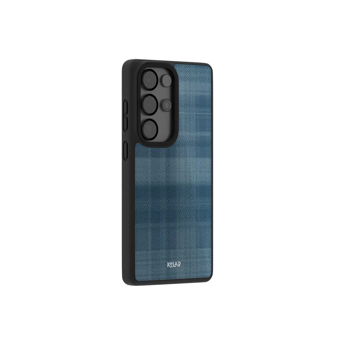 Samsung Galaxy phone case in pink TPU with a minimalist grid pattern and flannel texture