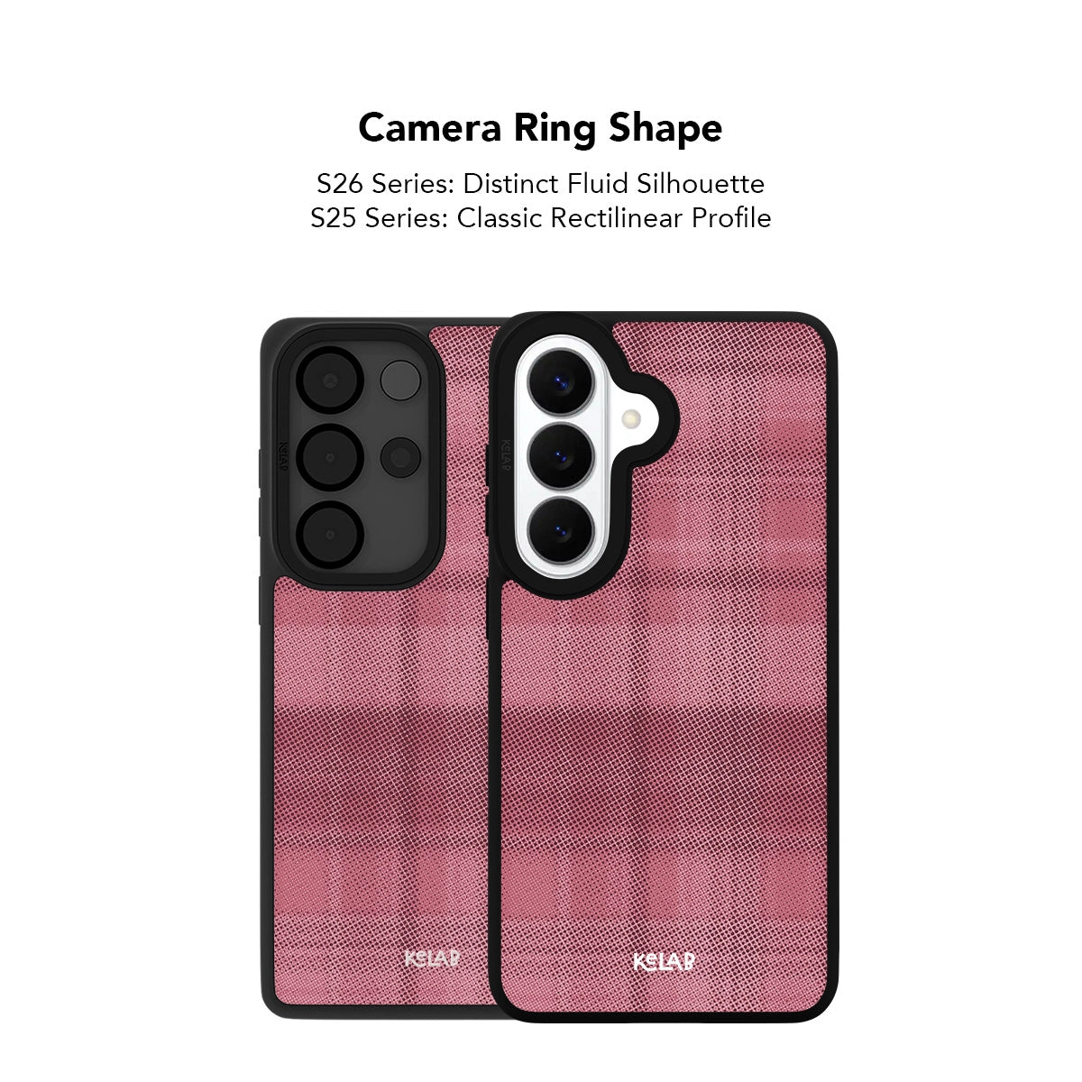 Pink TPU Samsung Galaxy phone case with flannel grid pattern and minimalist design for S26 and S25 series