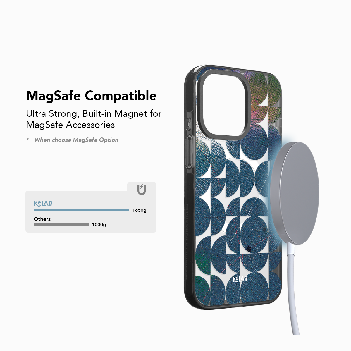 Indigo Orbit | Clear Phone Case with Blue Geometric Pattern