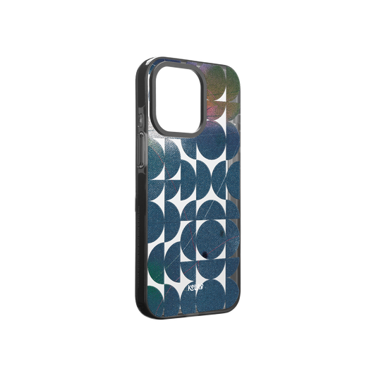 Indigo Orbit | Clear Phone Case with Blue Geometric Pattern
