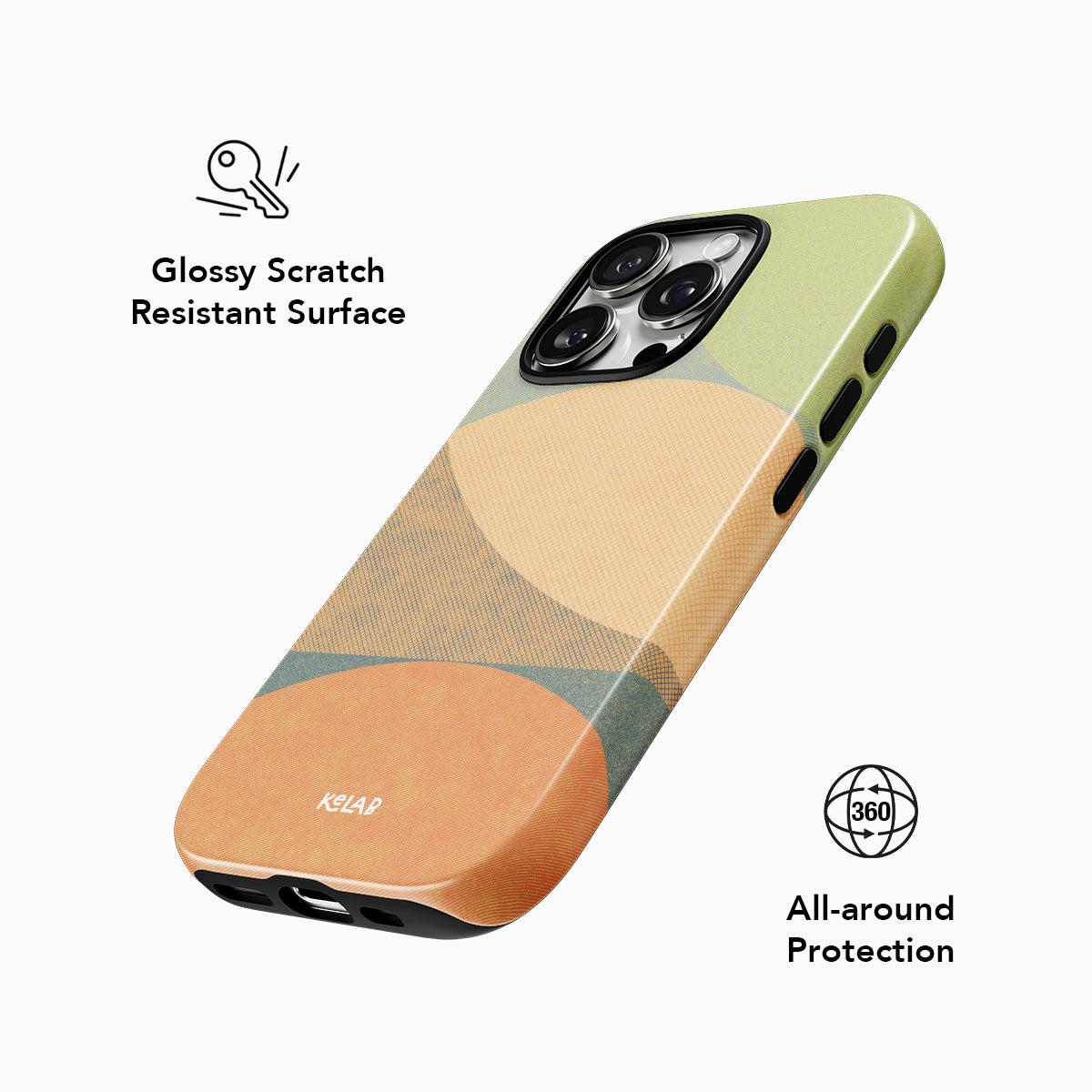 Glossy scratch-resistant Olive Arc Mood Modular Phone Case with 360° all-around protection and soft geometric design.