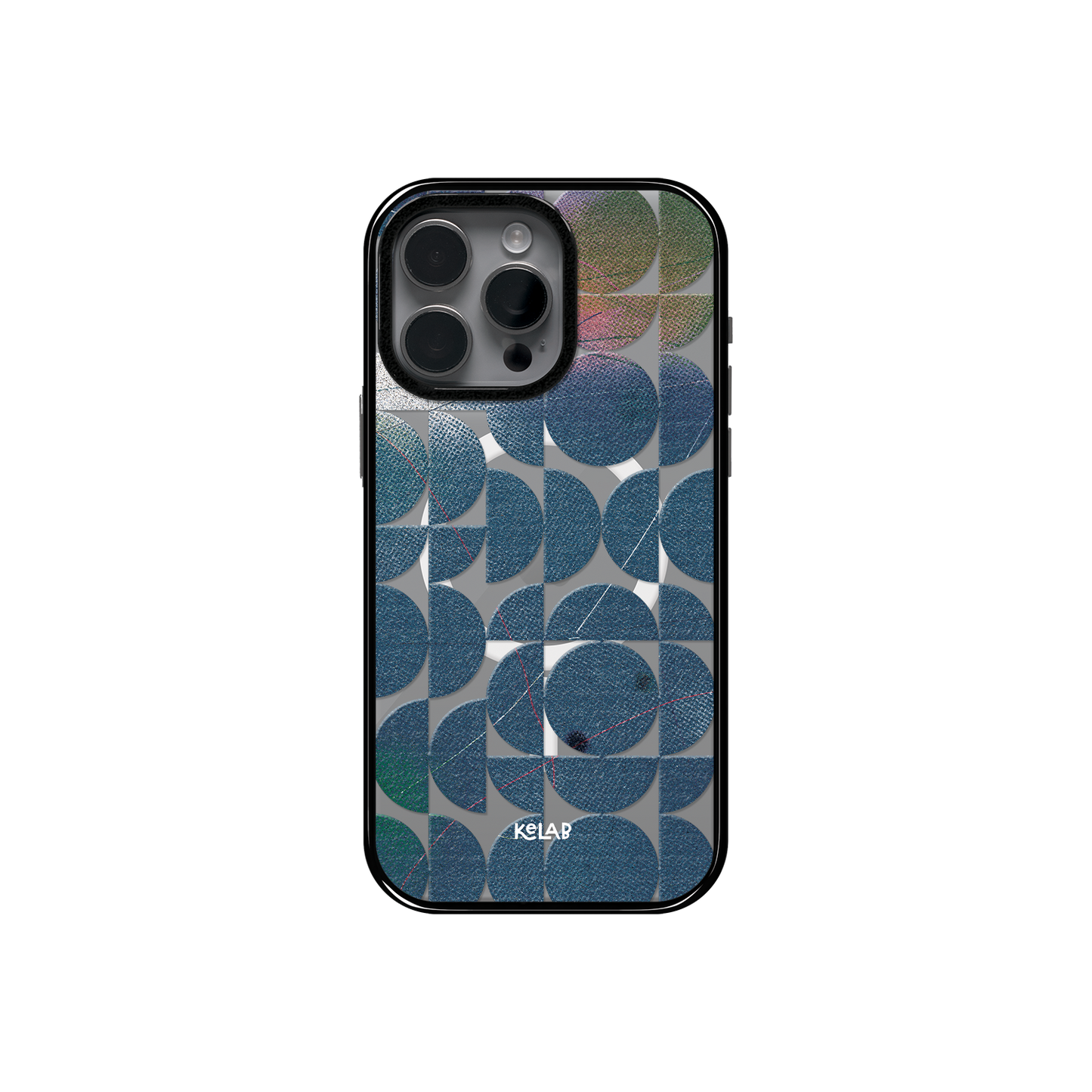 Indigo Orbit | Clear Phone Case with Blue Geometric Pattern