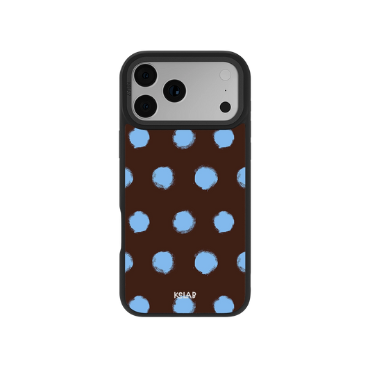Brown Blue Polka Dot Phone Case front view
