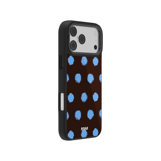 Brown Blue Polka Dot Phone Case side view