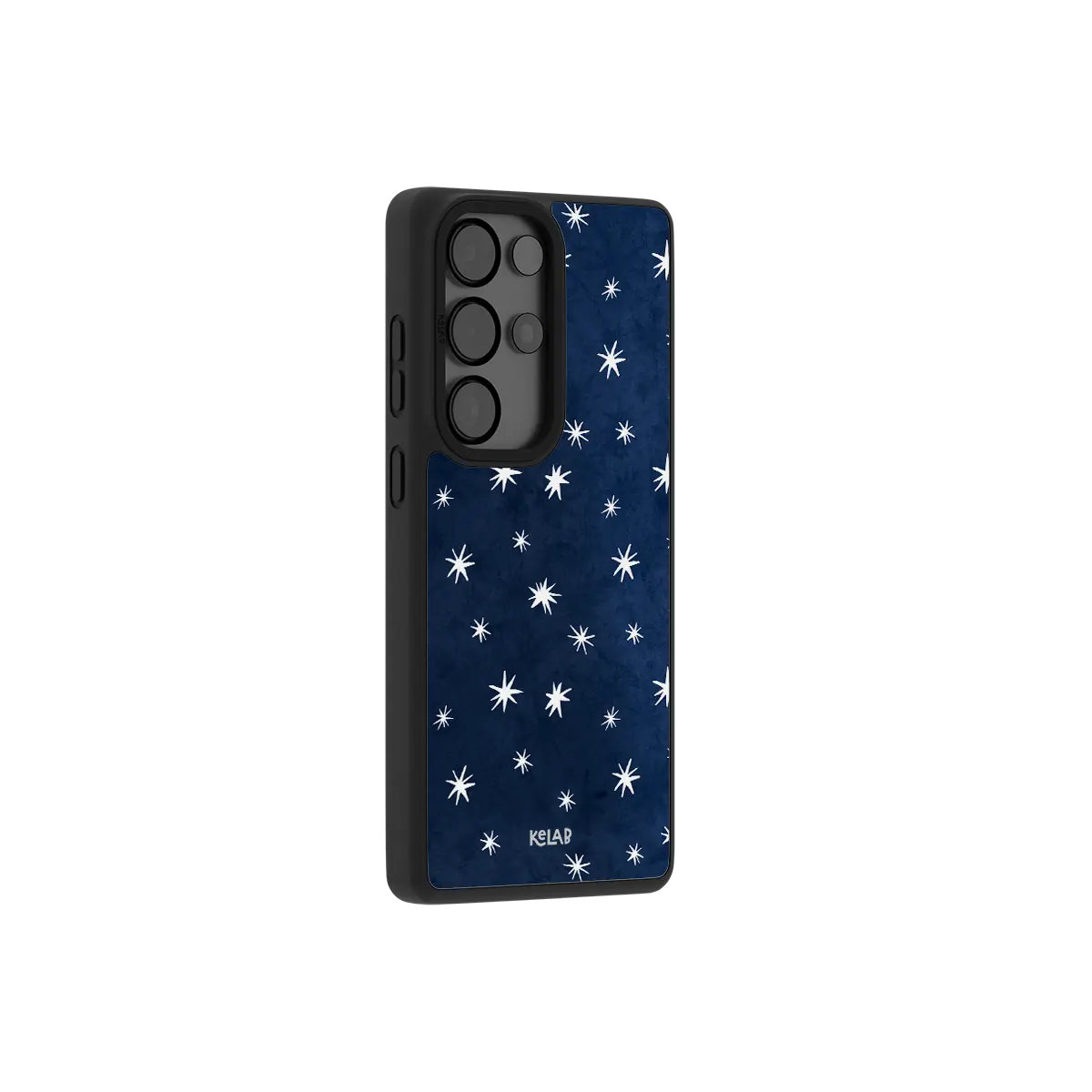 Navy Samsung Galaxy phone case with a modern star pattern and a durable TPU material