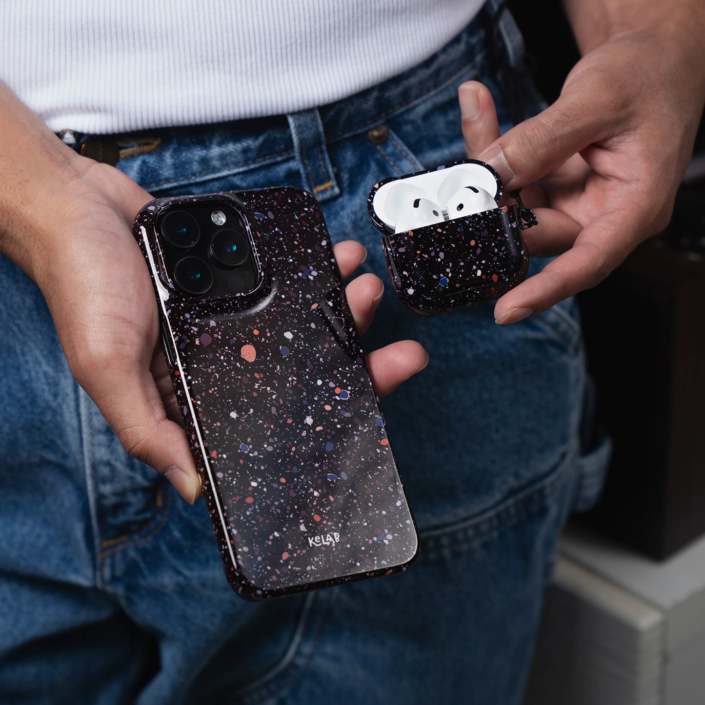 Obsidian Mist | Black Paint Splatter Phone Case