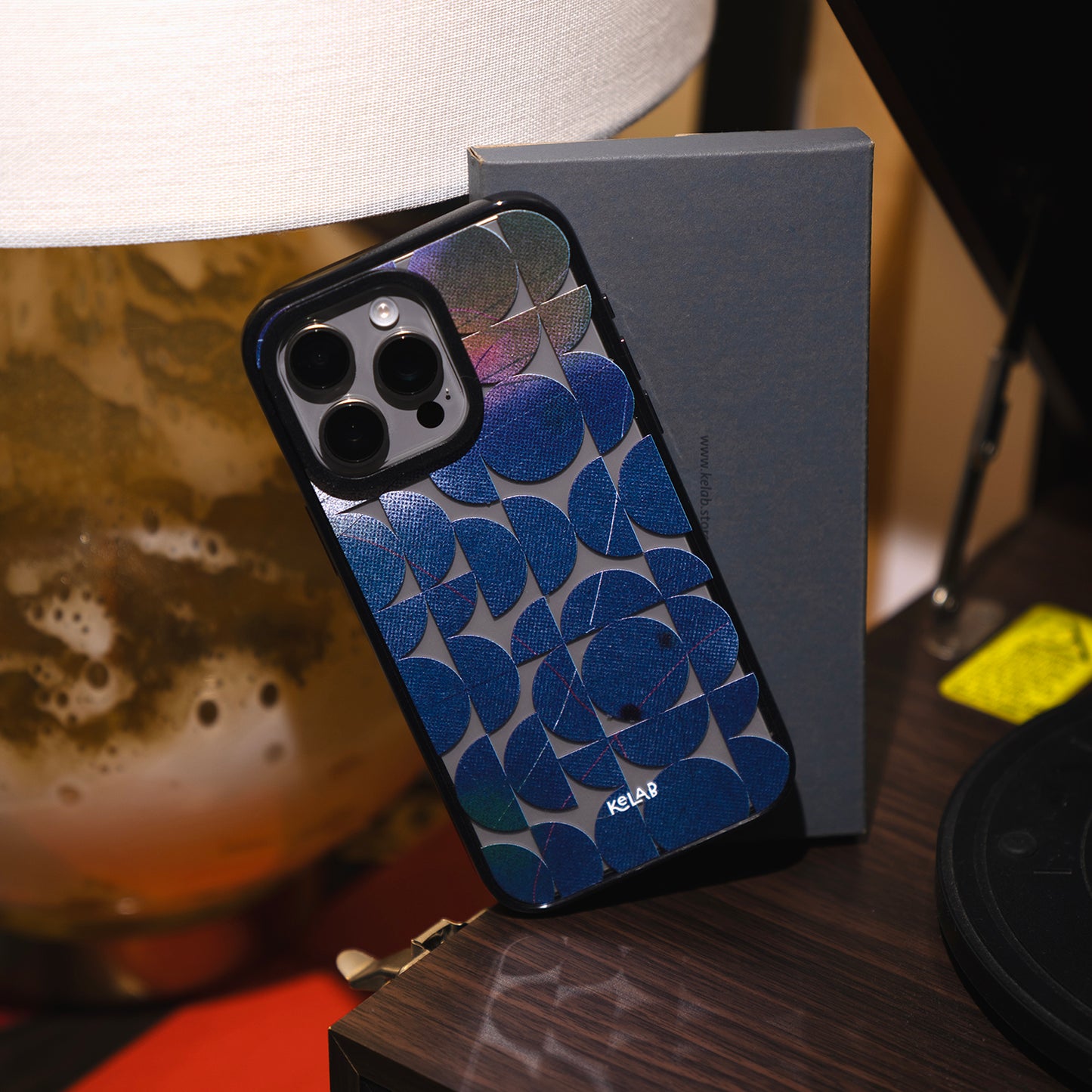 Indigo Orbit | Clear Phone Case with Blue Geometric Pattern