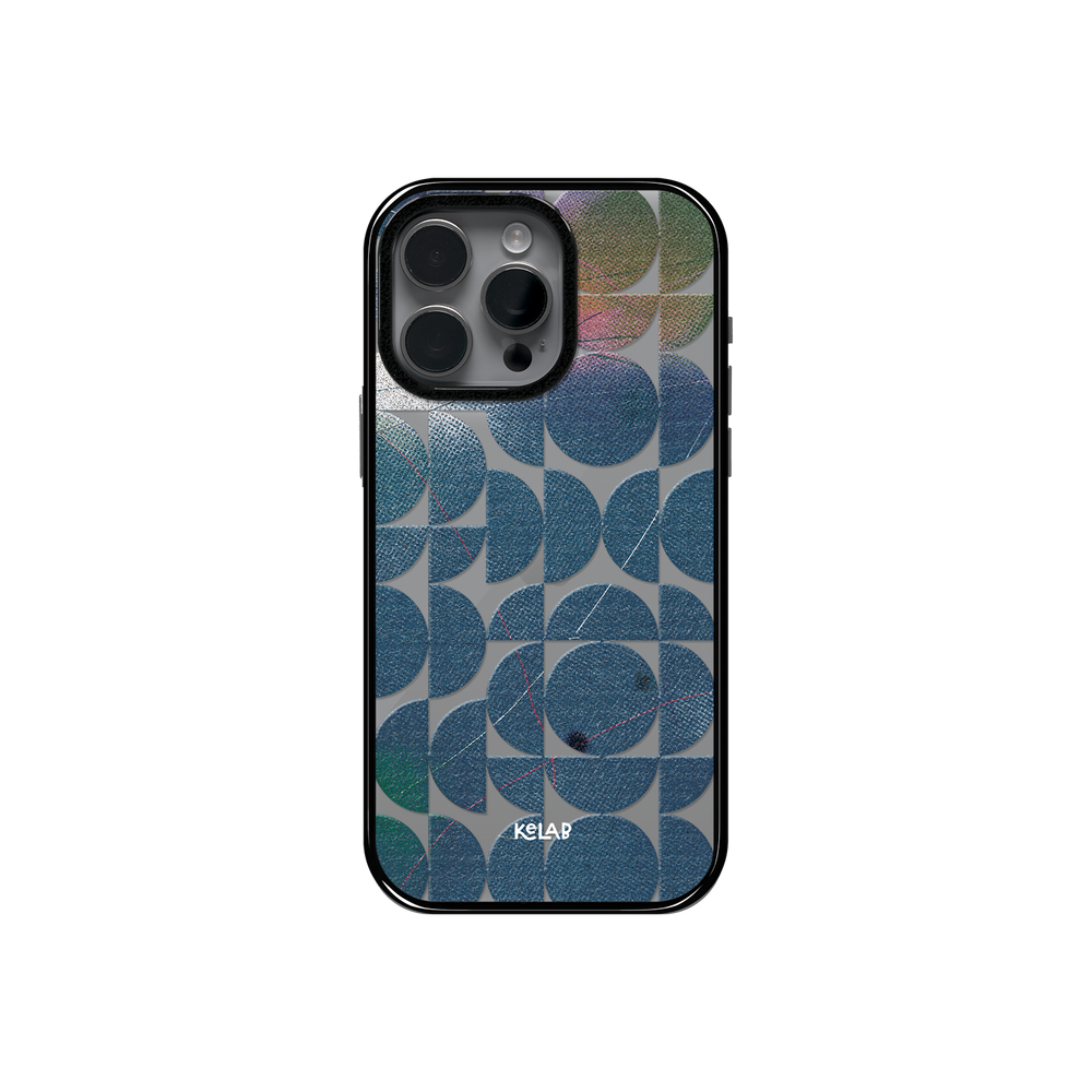 Indigo Orbit | Clear Phone Case with Blue Geometric Pattern