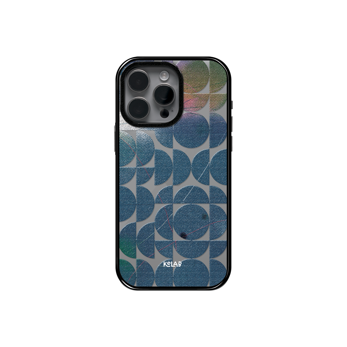 Indigo Orbit | Clear Phone Case with Blue Geometric Pattern