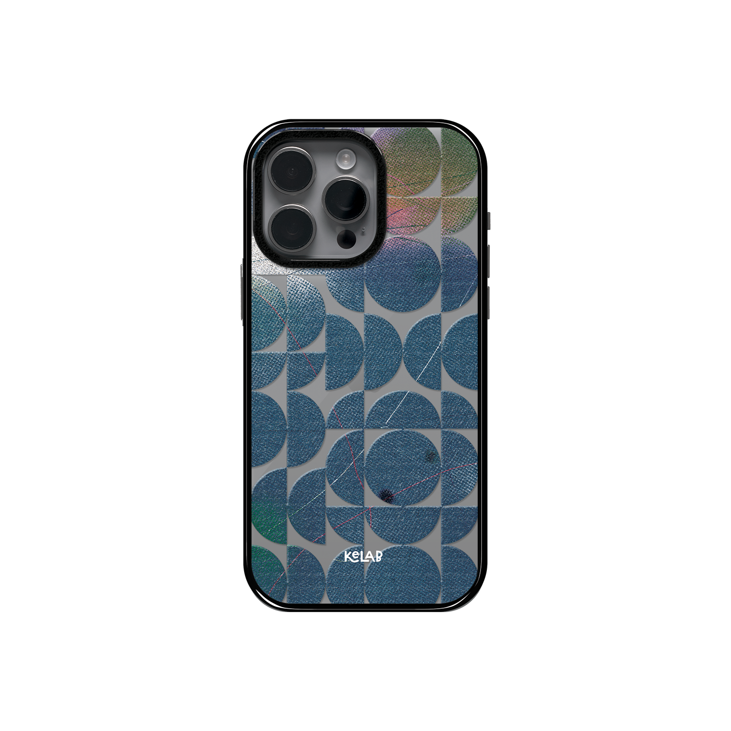 Indigo Orbit | Clear Phone Case with Blue Geometric Pattern