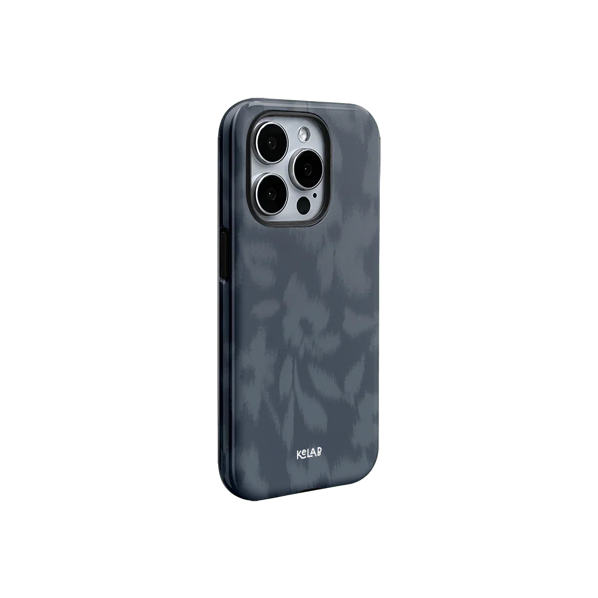 Artistic navy blue phone case with subtle floral detailing and minimalist dark floral print, designed for modern smartphone aesthetics.