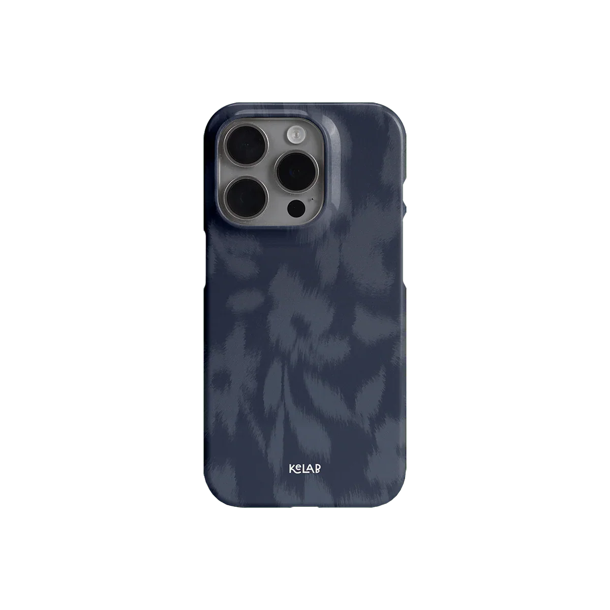 Minimalist navy blue phone case with dark floral print and sleek finish, designed for stylish protection of modern smartphones.