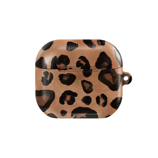 Into the Wild AirPods Case with watercolor cheetah print design