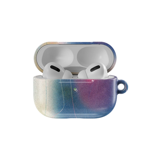 Open Serinity Endorphins Series AirPods Case in Blue Gradient by KELAB, showcasing AirPods Pro inside a stylish and protective shell.