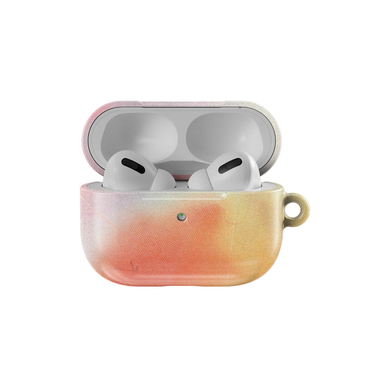 Open Cute AirPods Case in Pink Purple gradient showing AirPods inside. Protective and colorful case for AirPods 1 to Pro models.