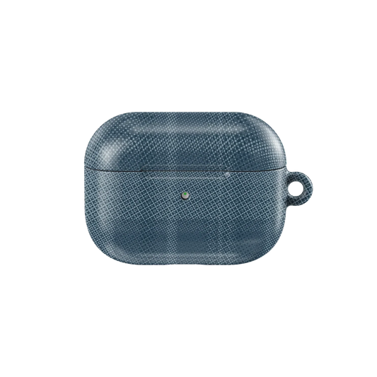 Simple AirPods Case in Blue by KELAB featuring a minimalist checkered denim design with a subtle grid texture for stylish protection.