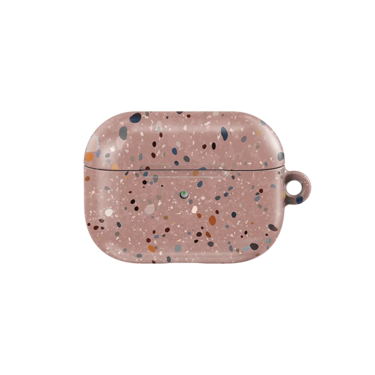 Pink Splatter AirPods Case by KELAB with multicolor paint speckles, designed for stylish protection of all AirPods models.