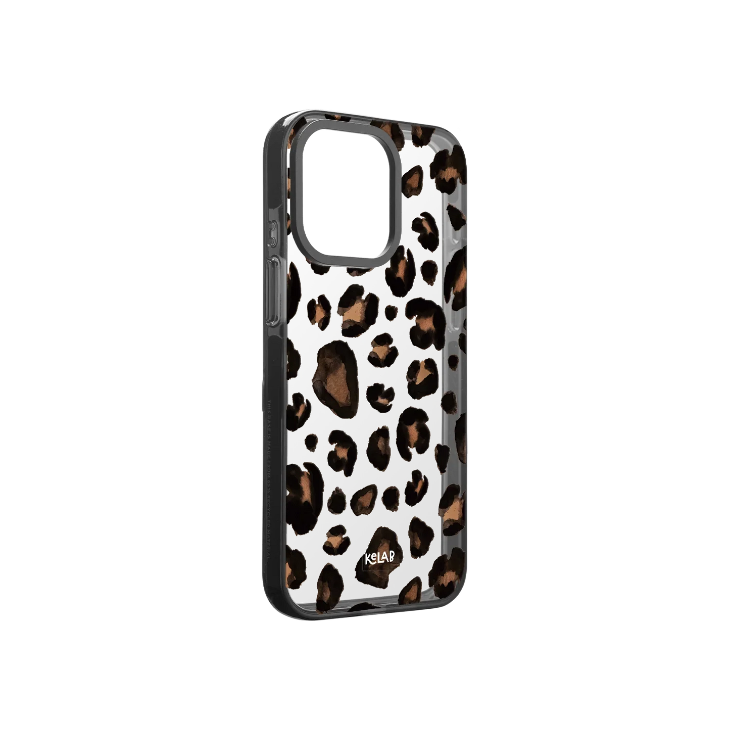 clear Phone case with leopard print design on a white background