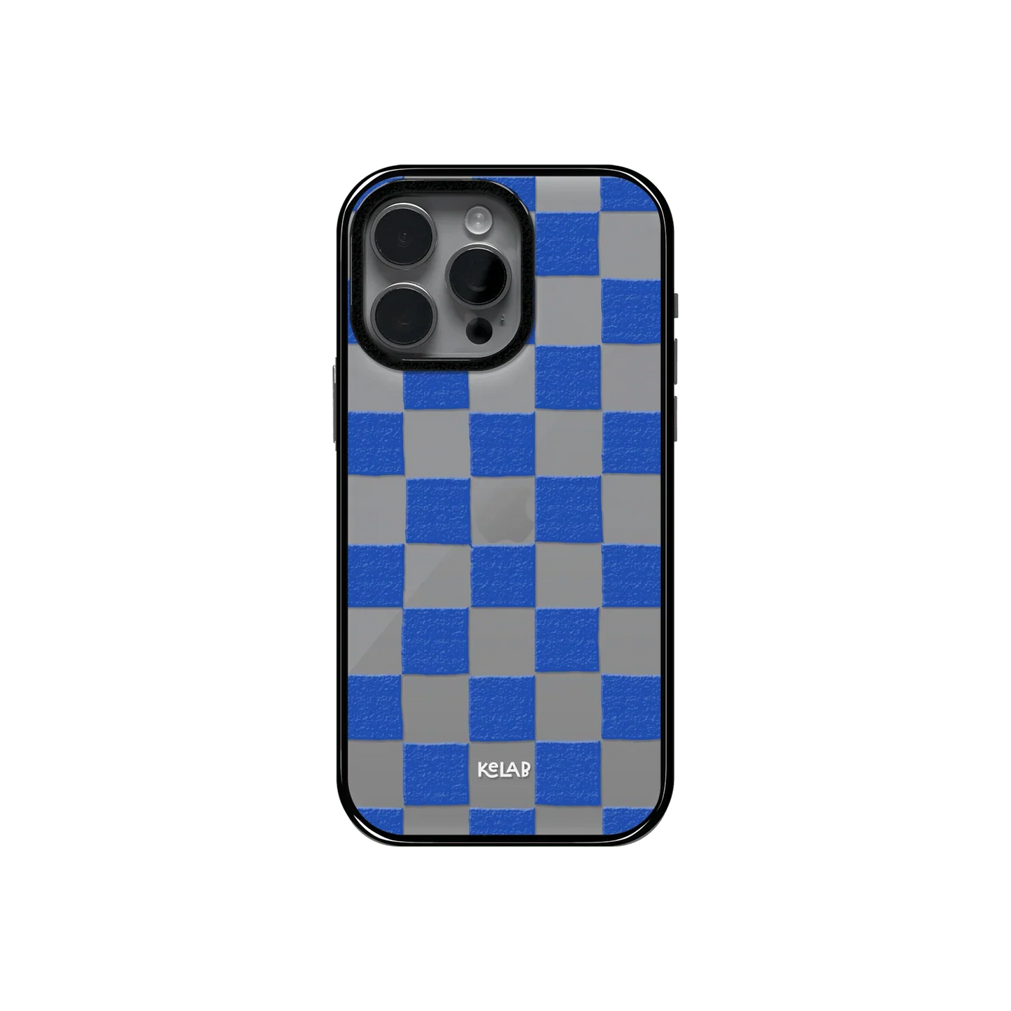 Blue Checkers | Checkered Phone Case in Clear and Blue - KELAB