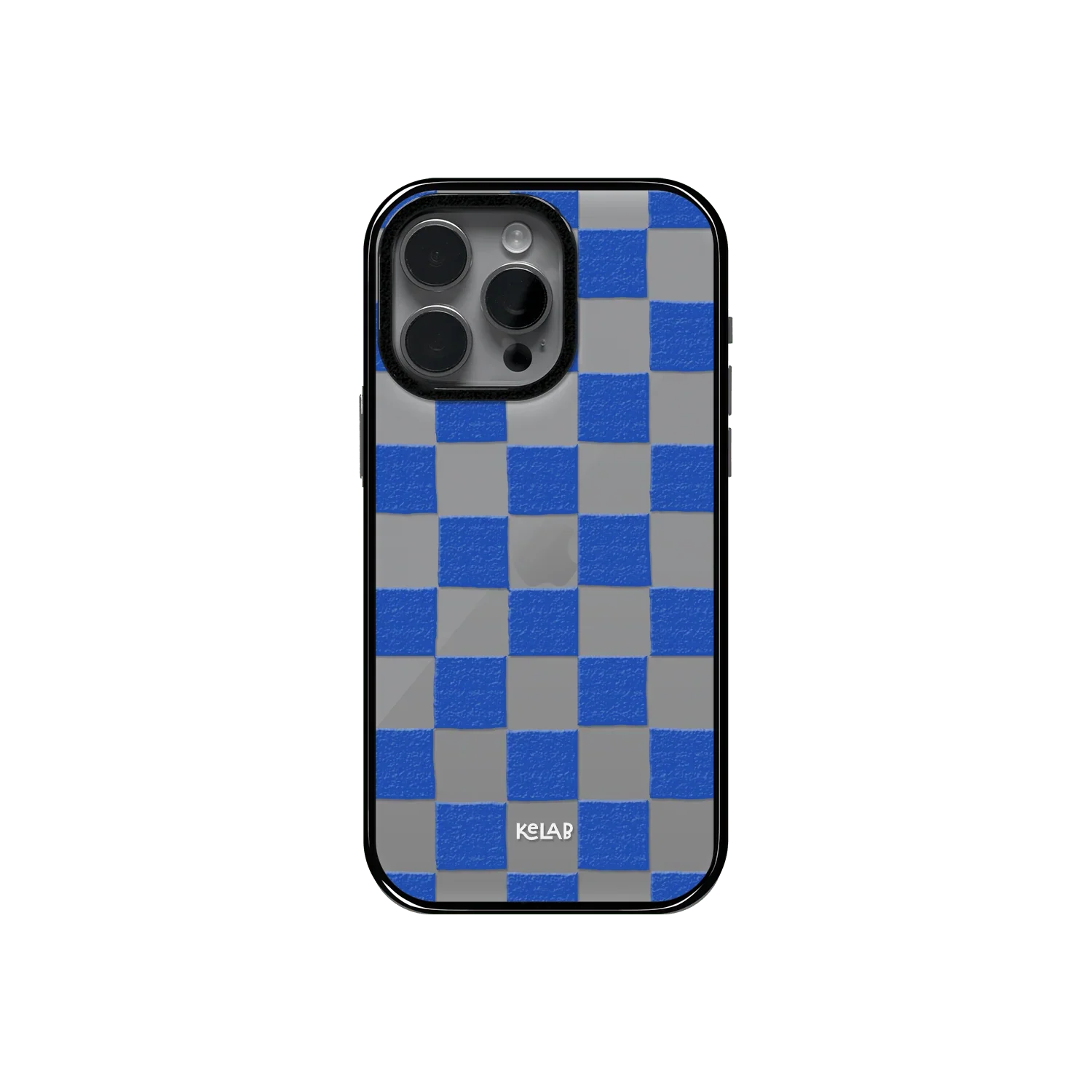 Blue Checkers | Checkered Phone Case in Clear and Blue - KELAB