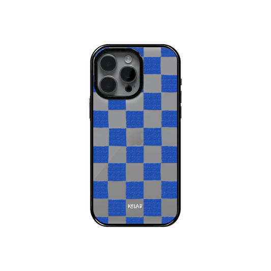 Blue Checkers | Checkered Phone Case in Clear and Blue - KELAB