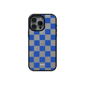 Blue Checkers | Checkered Phone Case in Clear and Blue - KELAB