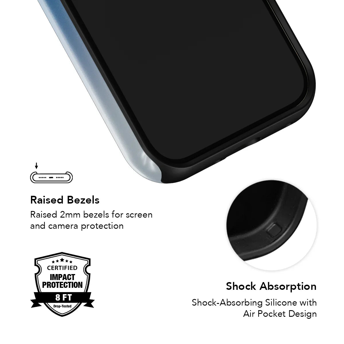 Twilight Cascade | Tinted Veil Series Blue Phone Case with raised bezels and shock-absorbing silicone protection.