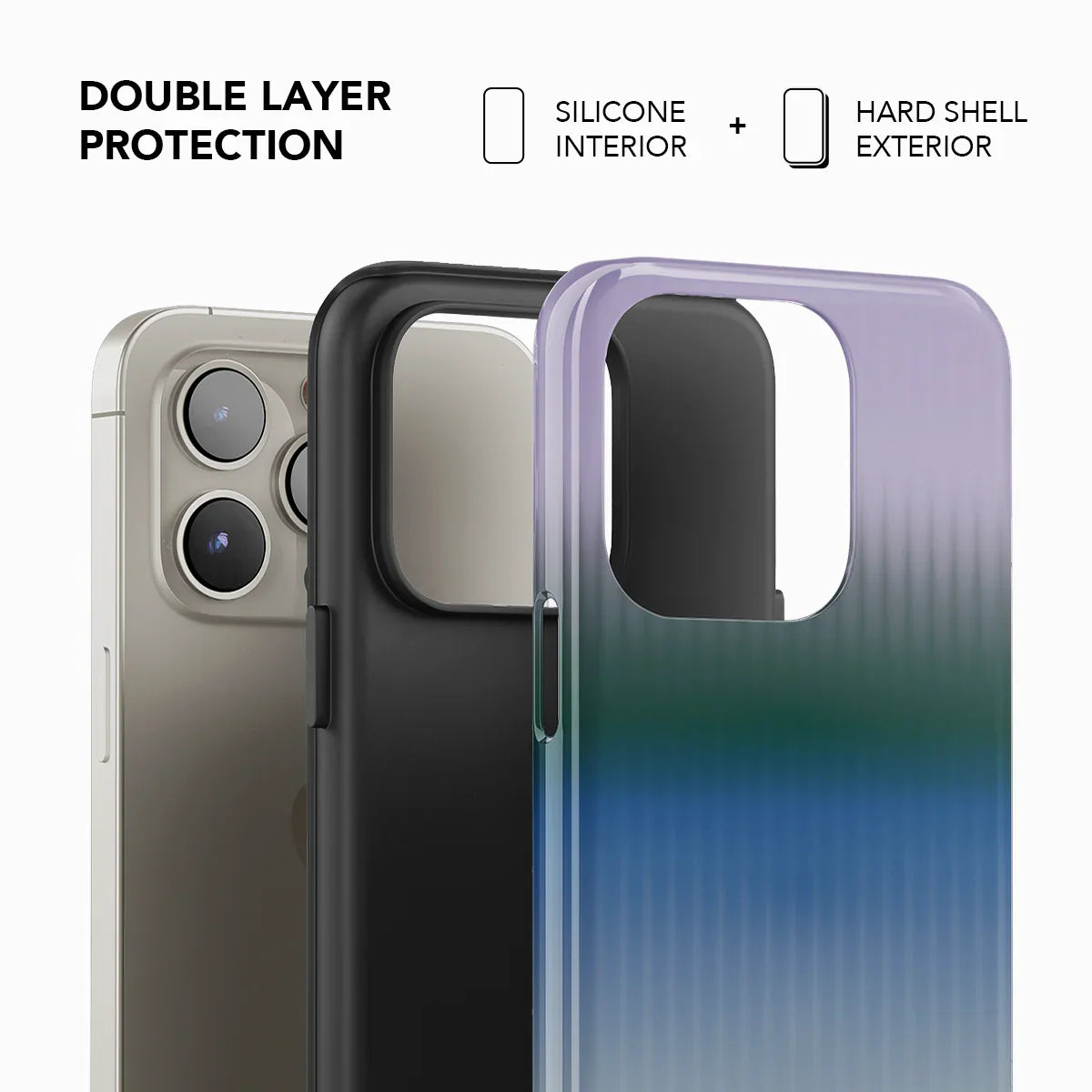 Twilight Cascade Tinted Veil Series Blue Phone Case with glossy gradient and double layer protection for iPhone.