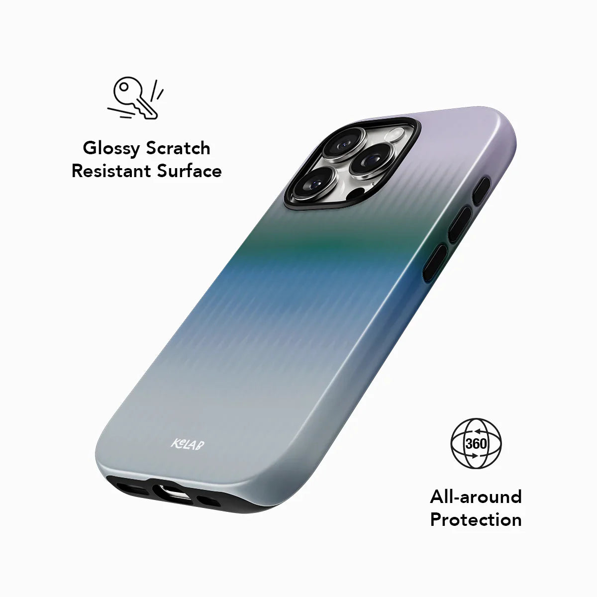 Twilight Cascade Tinted Veil Series Blue Phone Case with glossy scratch-resistant surface and all-around protection.
