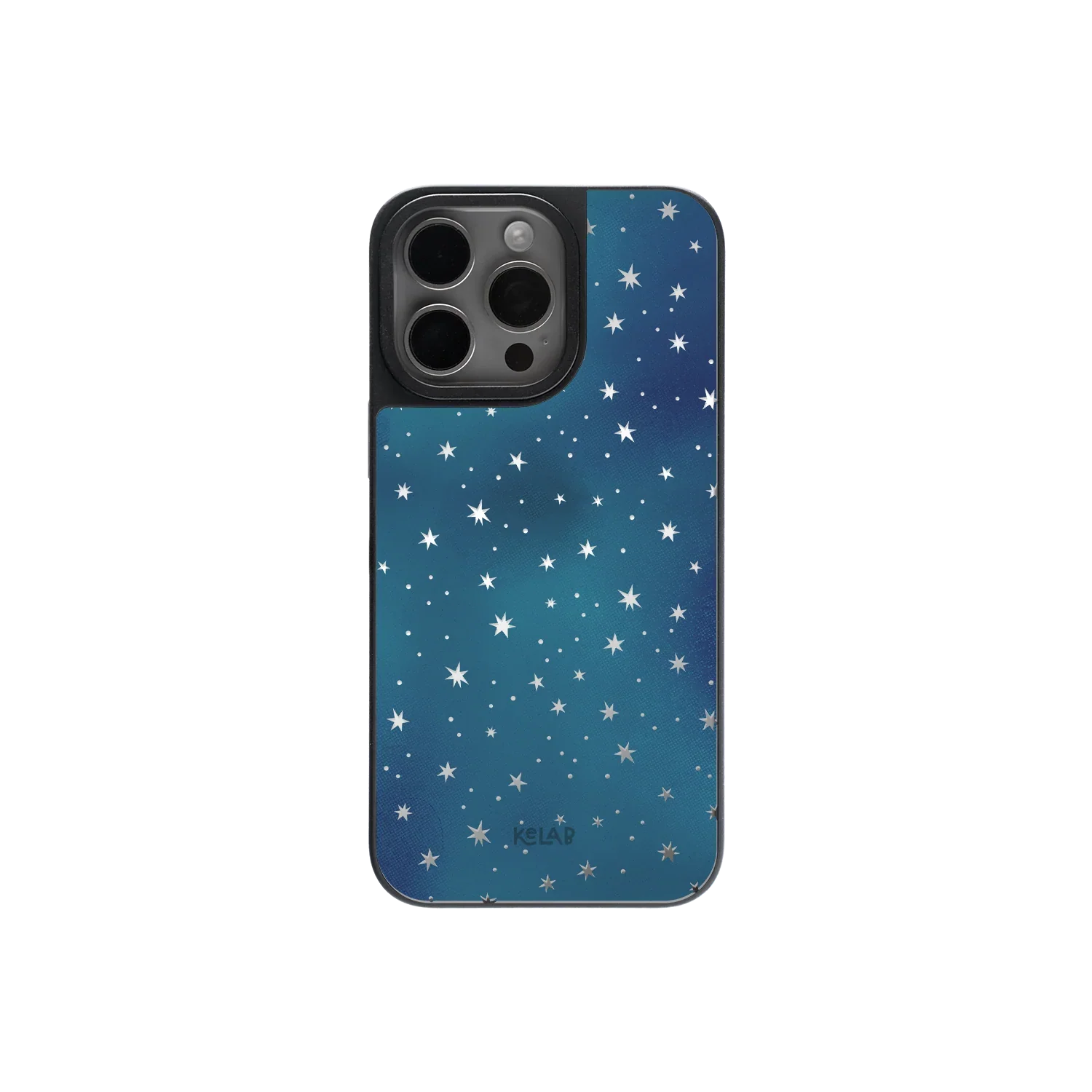 Dreamy Blue Butterfly Clear Case by KELAB featuring a starry night design with mirror back for iPhone 16 Pro Max. Sleek and stylish mobile phone case.