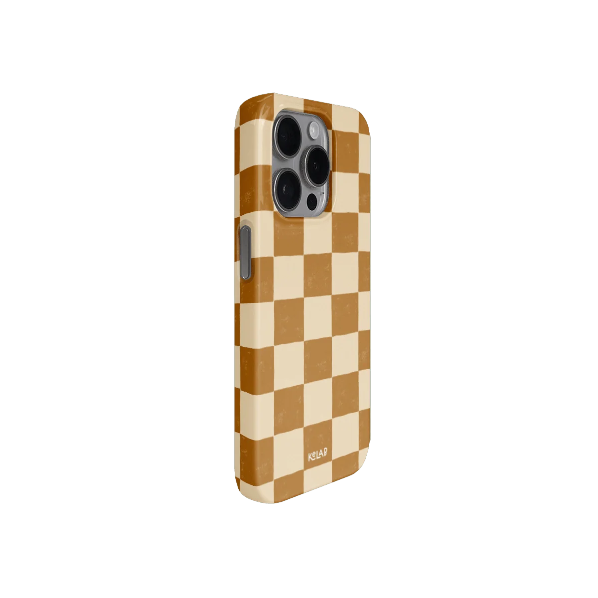 Chestnut Check | Neutral Checkerboard Pattern Phone Case - KELAB