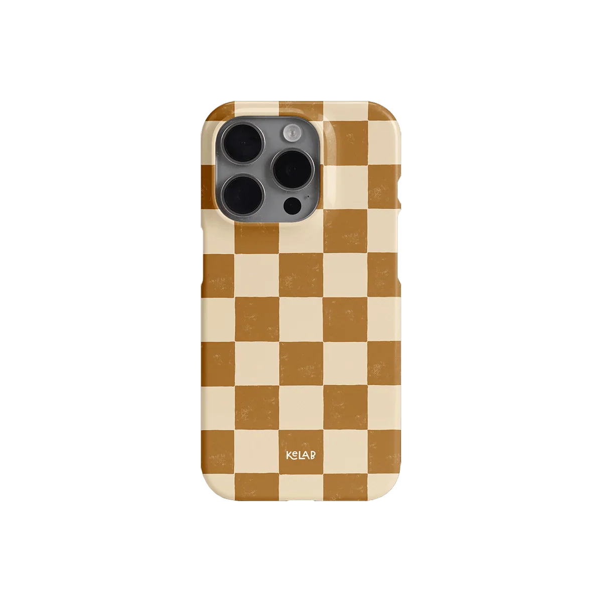 Chestnut Check | Neutral Checkerboard Pattern Phone Case - KELAB