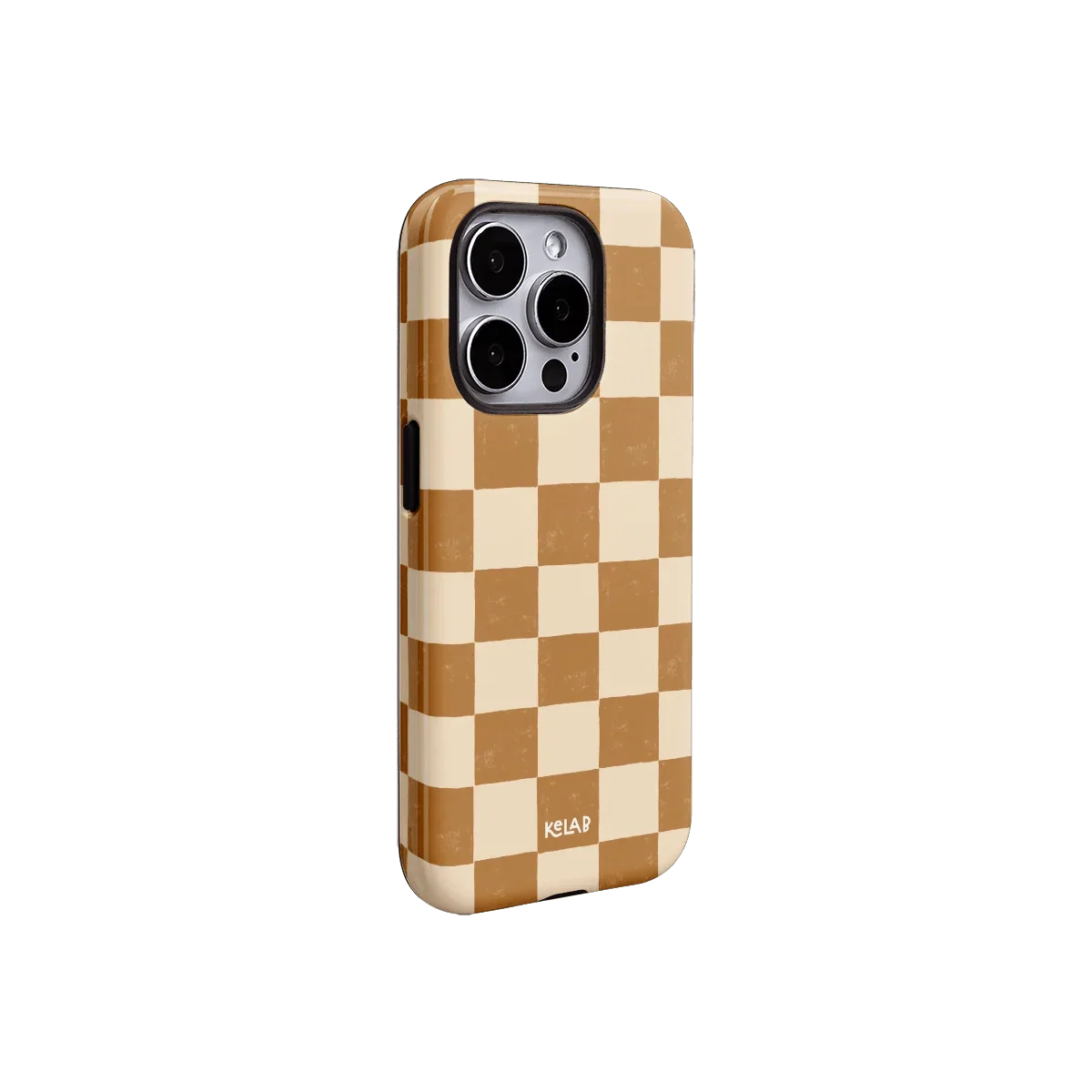 Chestnut Check | Neutral Checkerboard Pattern Phone Case - KELAB
