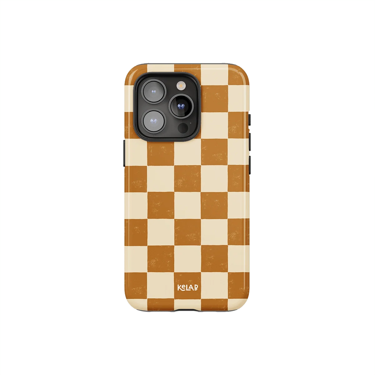 Chestnut Check | Neutral Checkerboard Pattern Phone Case - KELAB