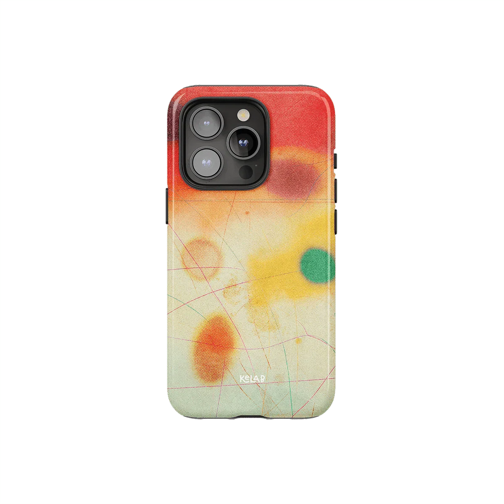 Climax Endorphins Series iPhone case with bold red and yellow abstract design, part of KELAB’s colorful red phone case collection.