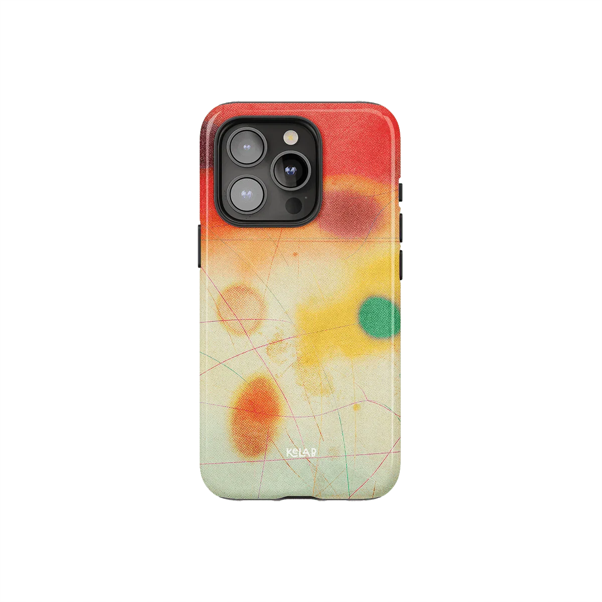 Climax Endorphins Series iPhone case with bold red and yellow abstract design, part of KELAB’s colorful red phone case collection.