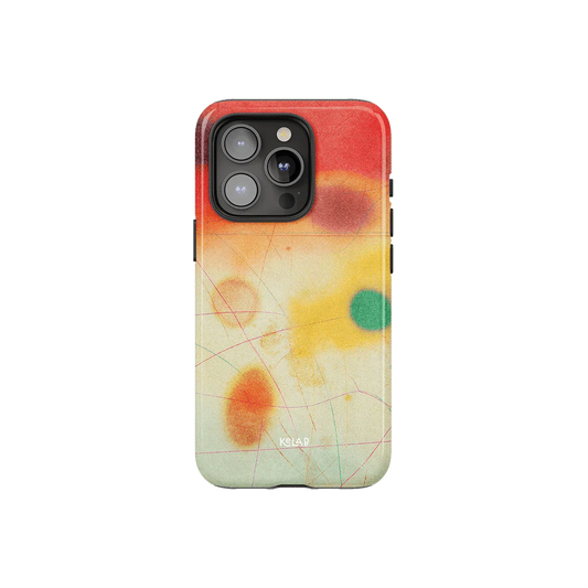 Climax Endorphins Series iPhone case with bold red and yellow abstract design, part of KELAB’s colorful red phone case collection.