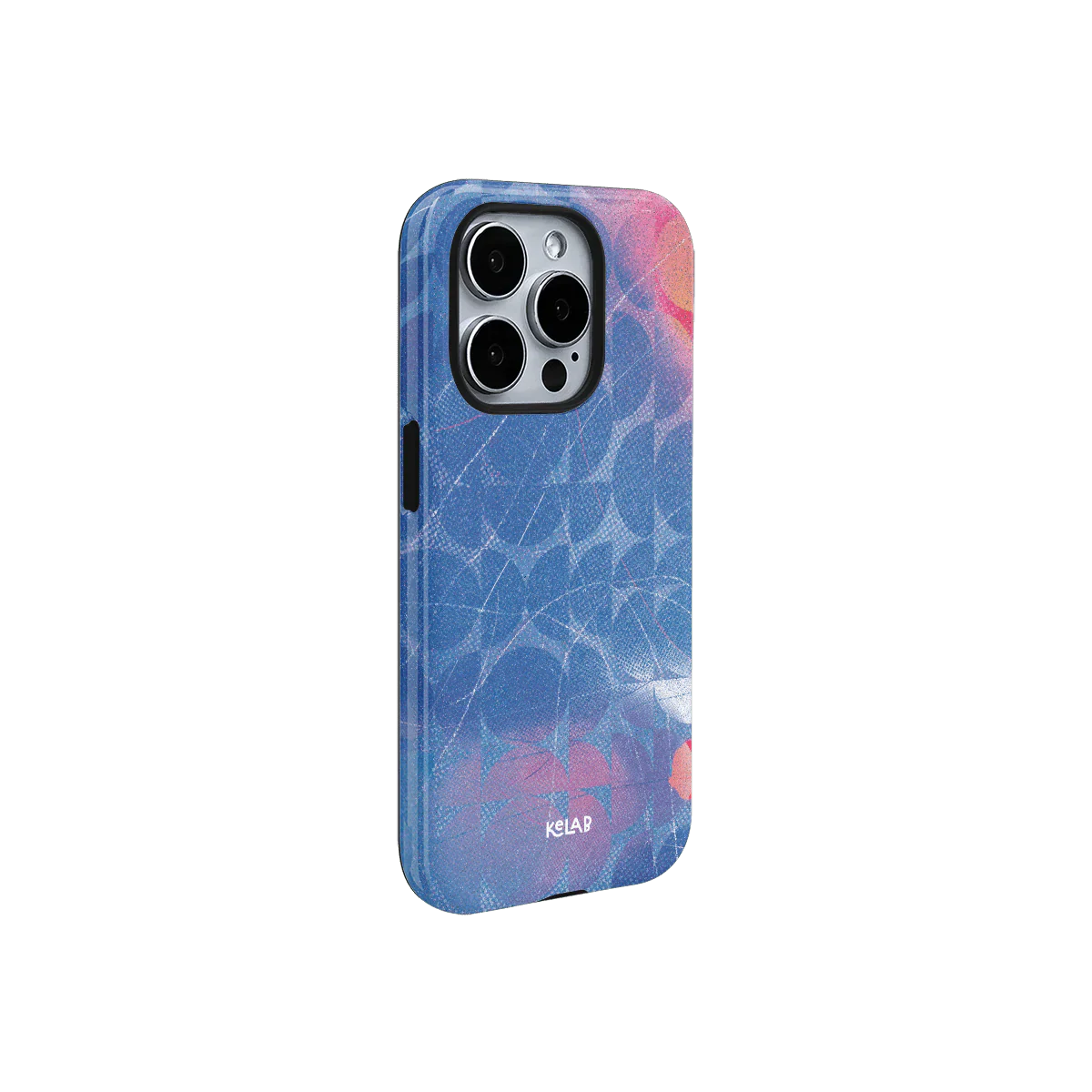 Cool Splash blue phone case by KELAB featuring retro wave pattern and glossy finish, designed for iPhone with stylish summer vibes.