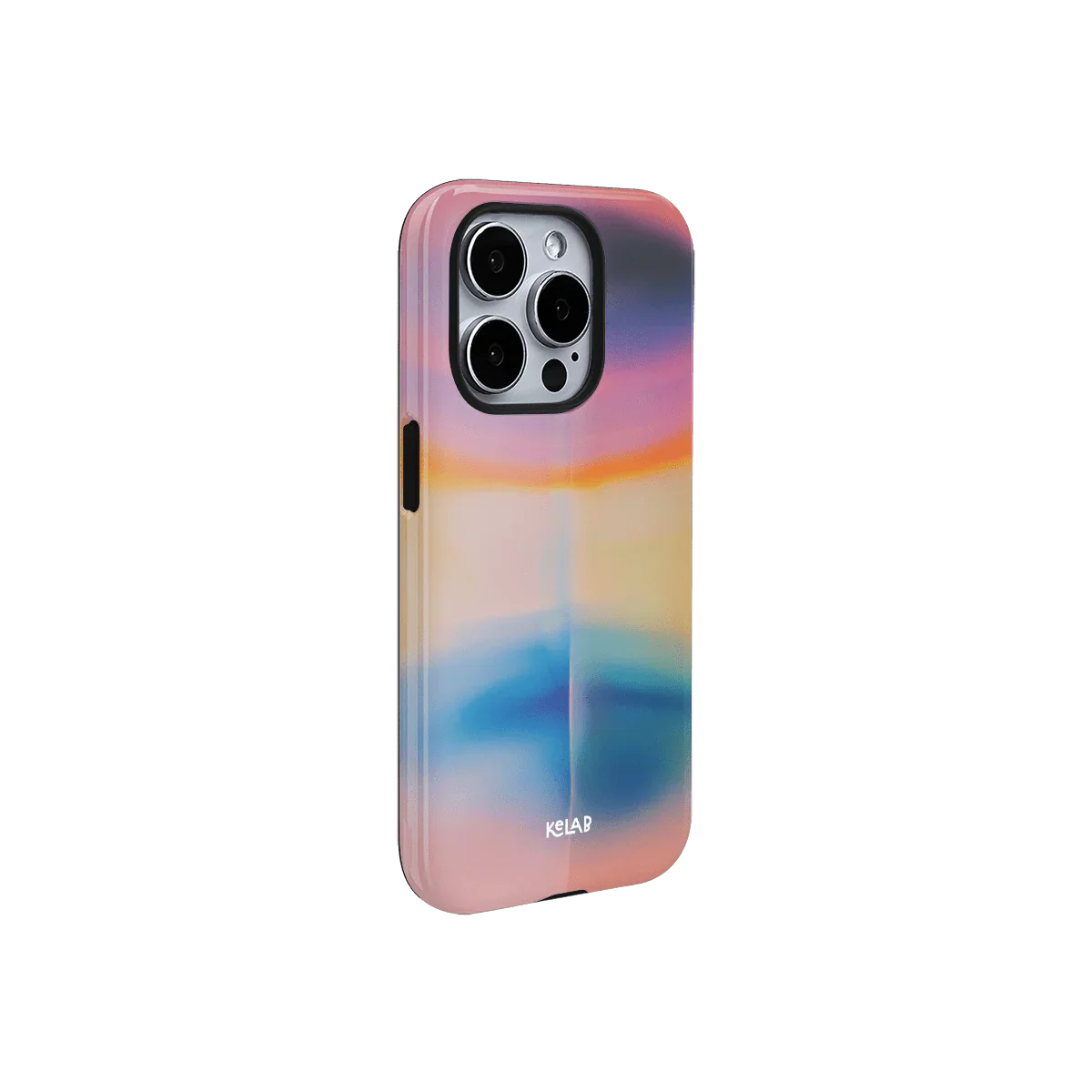 Dream Prism Euphoria Series iPhone Case with soft gradient tones and sleek side profile, perfect for stylish phone protection.