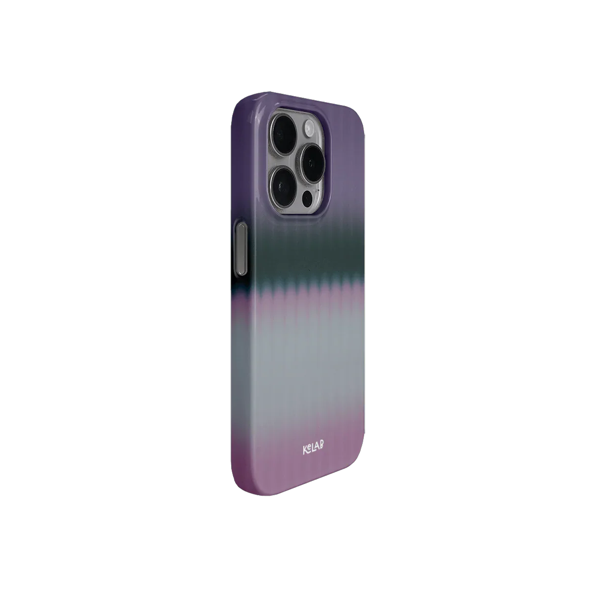 Side angle of minimalist pink phone case by KELAB featuring a vibrant gradient and glossy finish for a statement look.