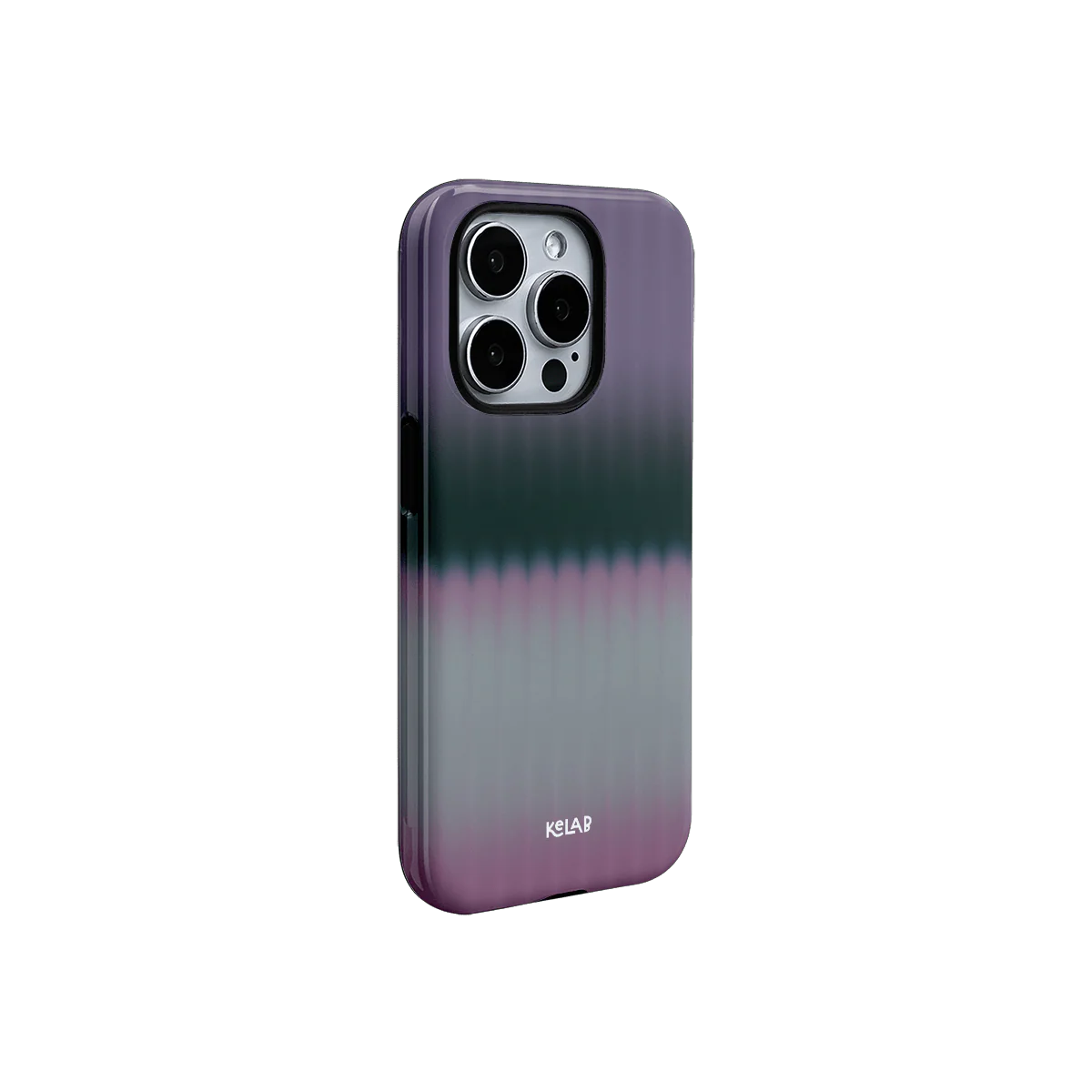 Gradient style KELAB phone case in pink and purple hues, offering a sleek, floral-inspired look with vibrant tones.