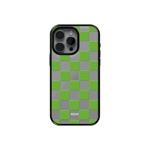 Green Checkers | Checkered Phone Case in Clear and Green - KELAB
