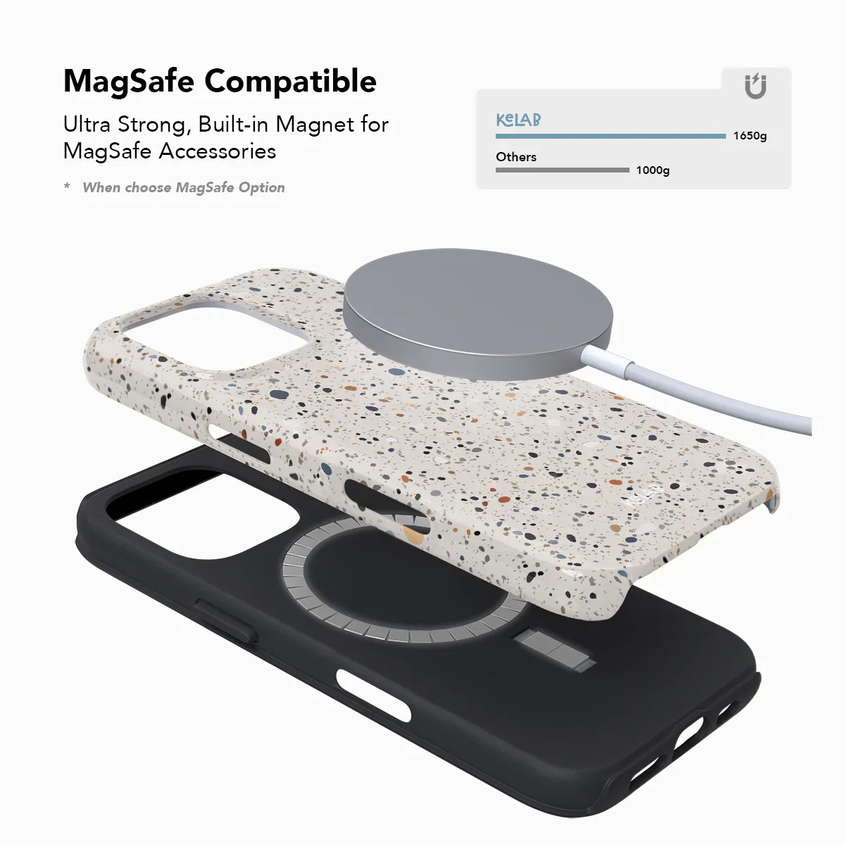 MagSafe compatible Ivory Haze phone case by KELAB with ultra-strong built-in magnet for seamless accessory attachment.