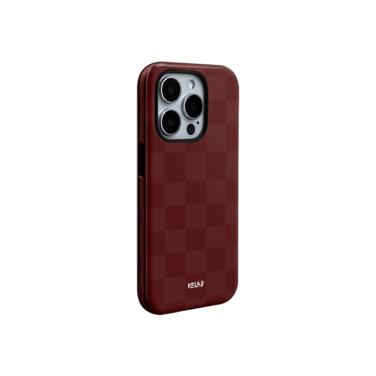 Maroon Check | Bold Checkerboard Pattern Phone Case - KELAB