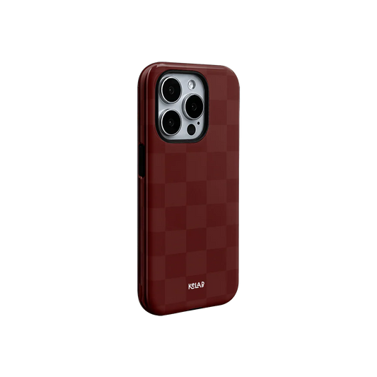 Maroon Check | Bold Checkerboard Pattern Phone Case - KELAB