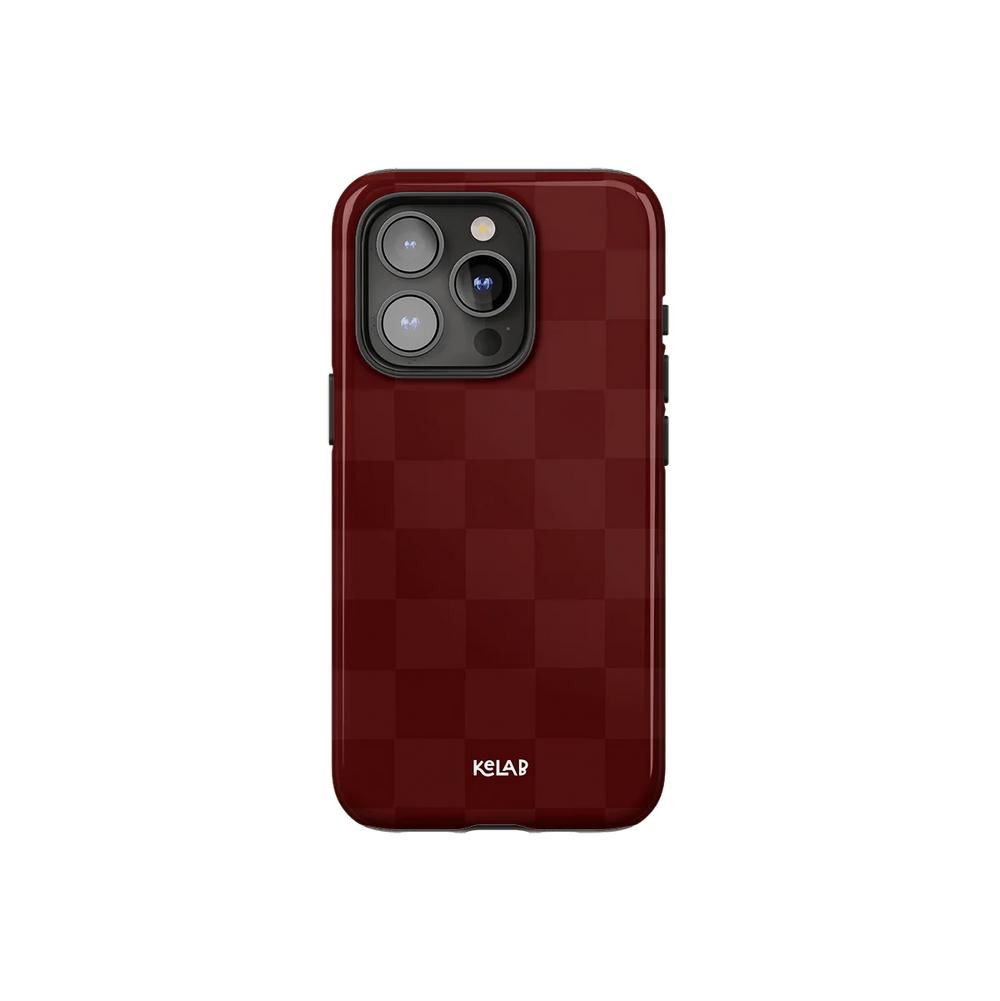 Maroon Check | Bold Checkerboard Pattern Phone Case - KELAB