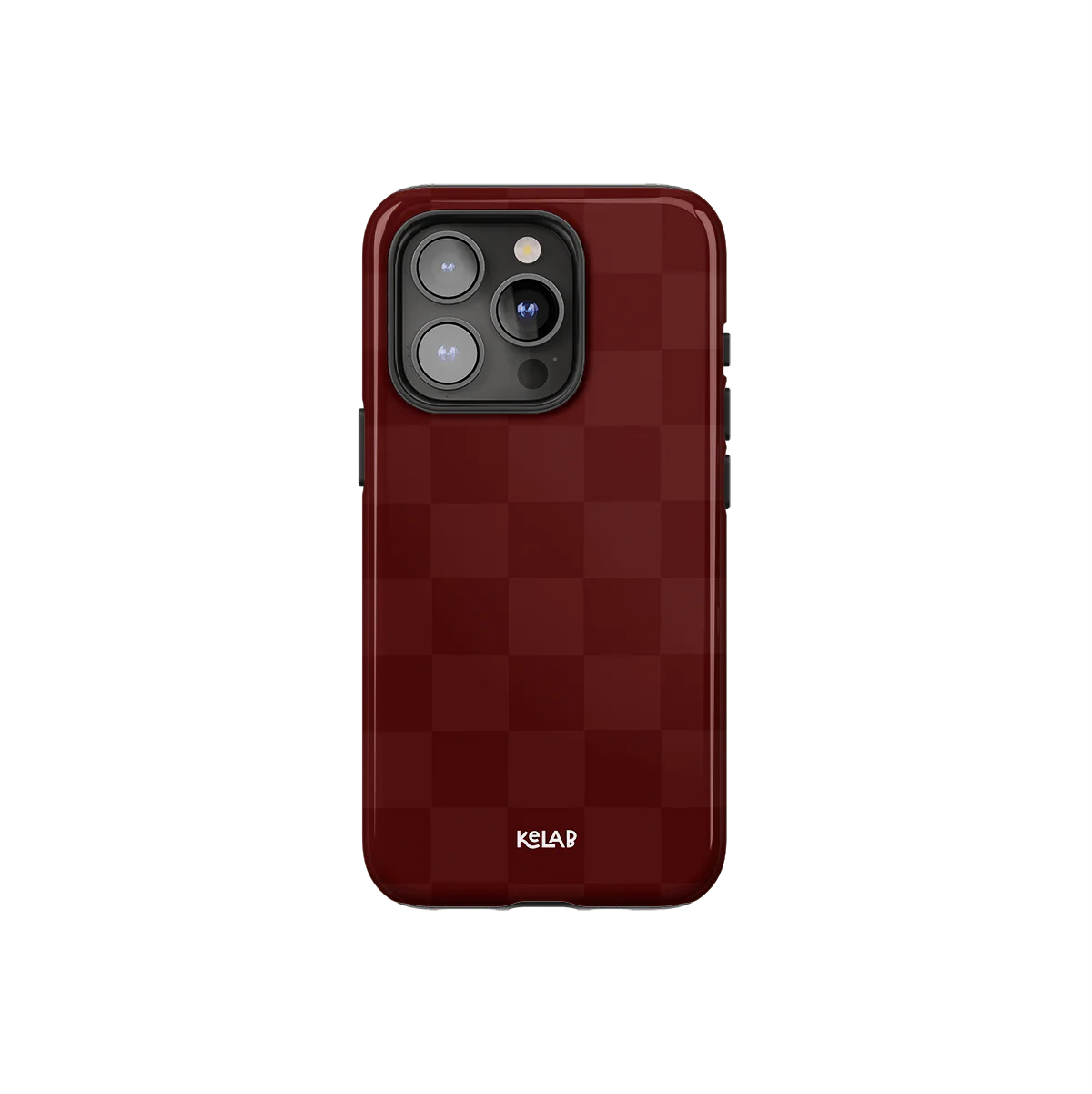 Maroon Check | Bold Checkerboard Pattern Phone Case - KELAB