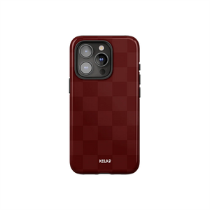 Maroon Check | Bold Checkerboard Pattern Phone Case - KELAB