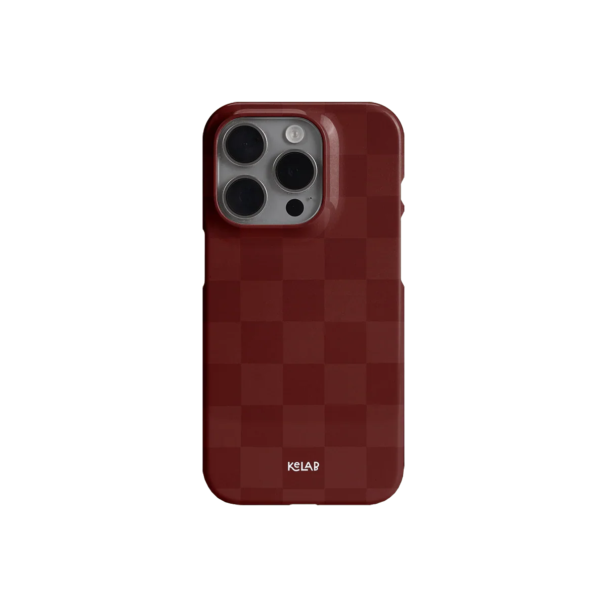 Maroon Check | Bold Checkerboard Pattern Phone Case - KELAB
