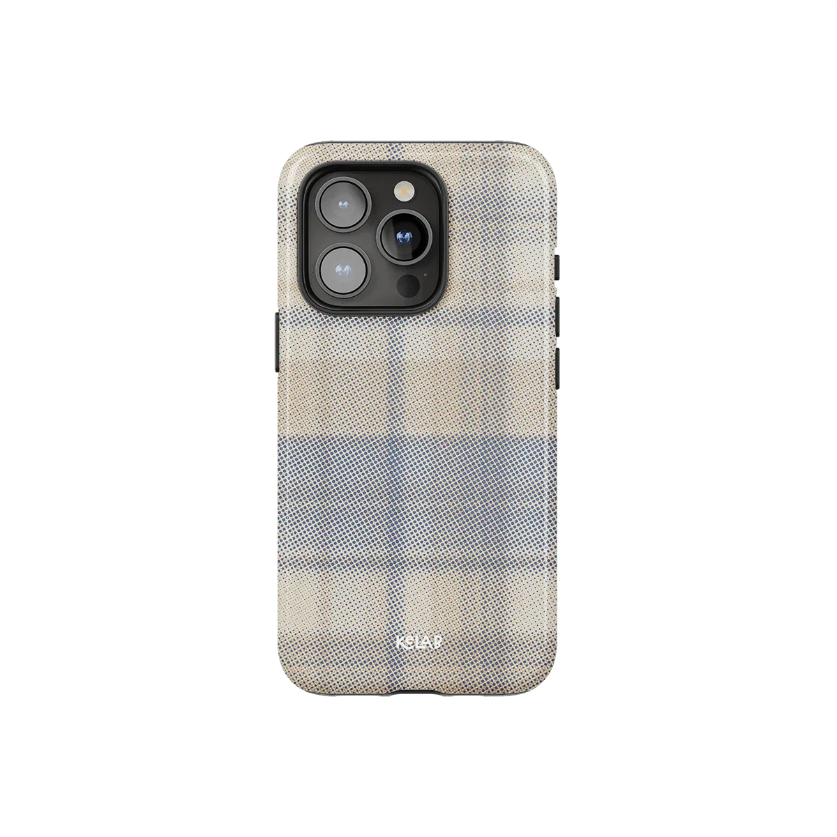Oatmilk Flannel Phone Case with beige plaid design for iPhone, featuring minimalist style and soft neutral tones for a casual look.